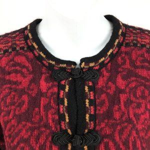 Nordic Design Floral Cardigan Sweater Wool Cotton